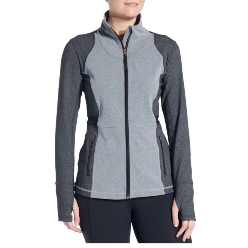 CALIA by Carrie Underwood Gray Performance Activewear Full Zip Collared Jacket M